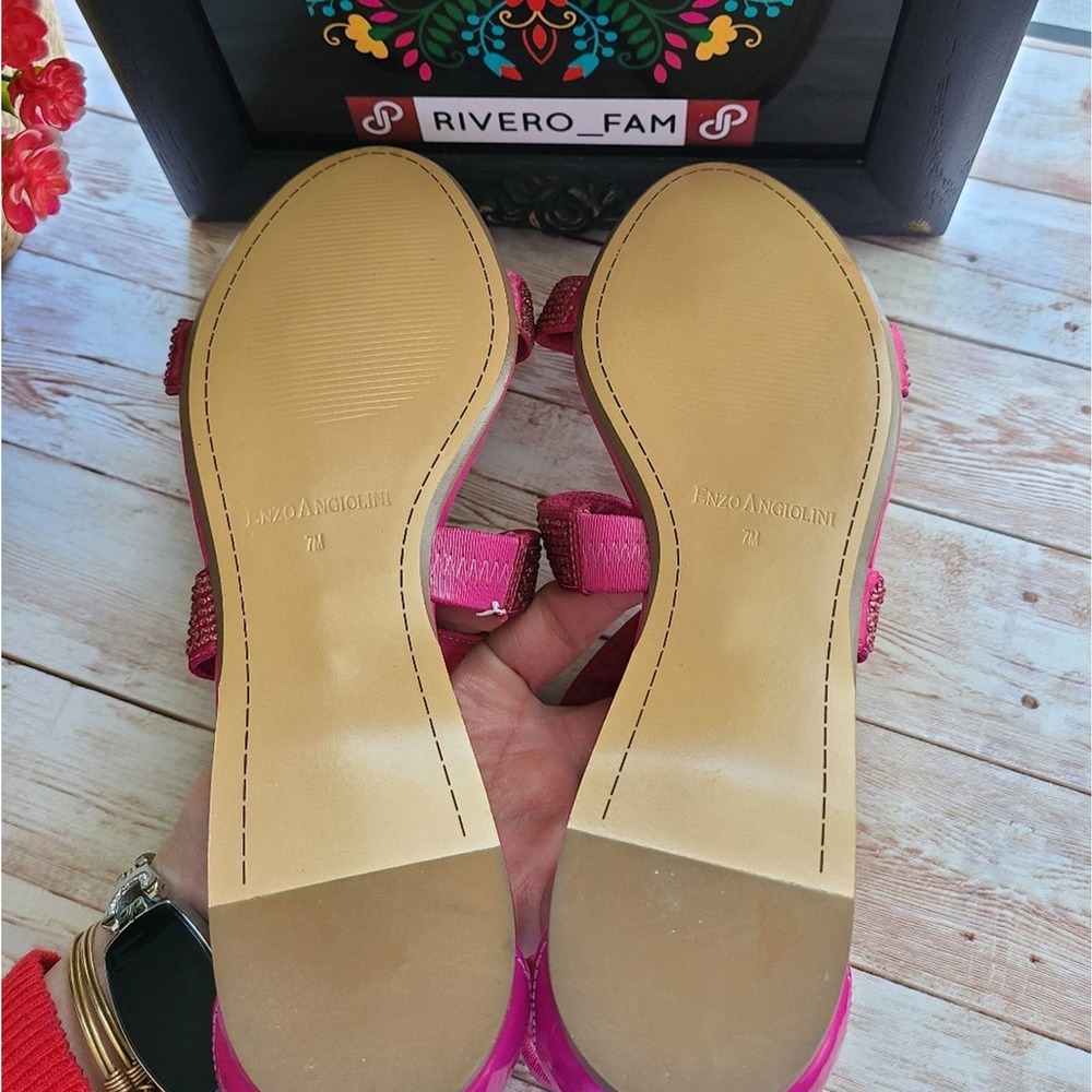 NWOT |  ENZO ANGIOLINI | PINK SATIN SANDALS - Picture 4 of 11